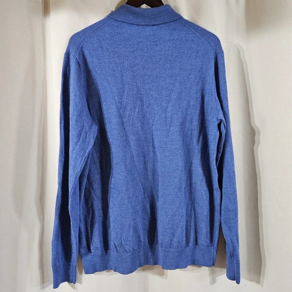 MURANO‎ 100% Merino Wool Sweater Mens 2XLT Blue Polo Long Sleeve Australia